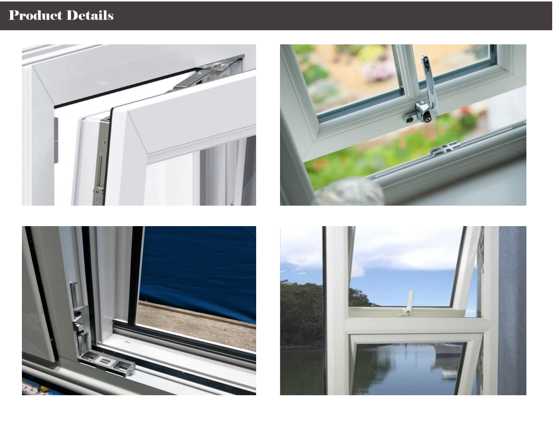 KHL70 Series Aluminium Top Swing Hanging Windows White Powder Coated Color Tempered Glass