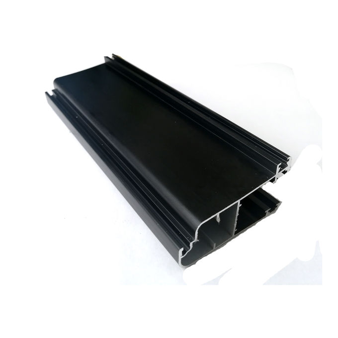 0.8-2.0mm Thickness Aluminum Doors Windows Profiles Black Powder Coated Surface 1