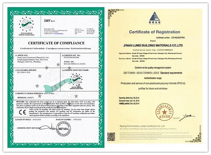 Certification of pvc Profiles