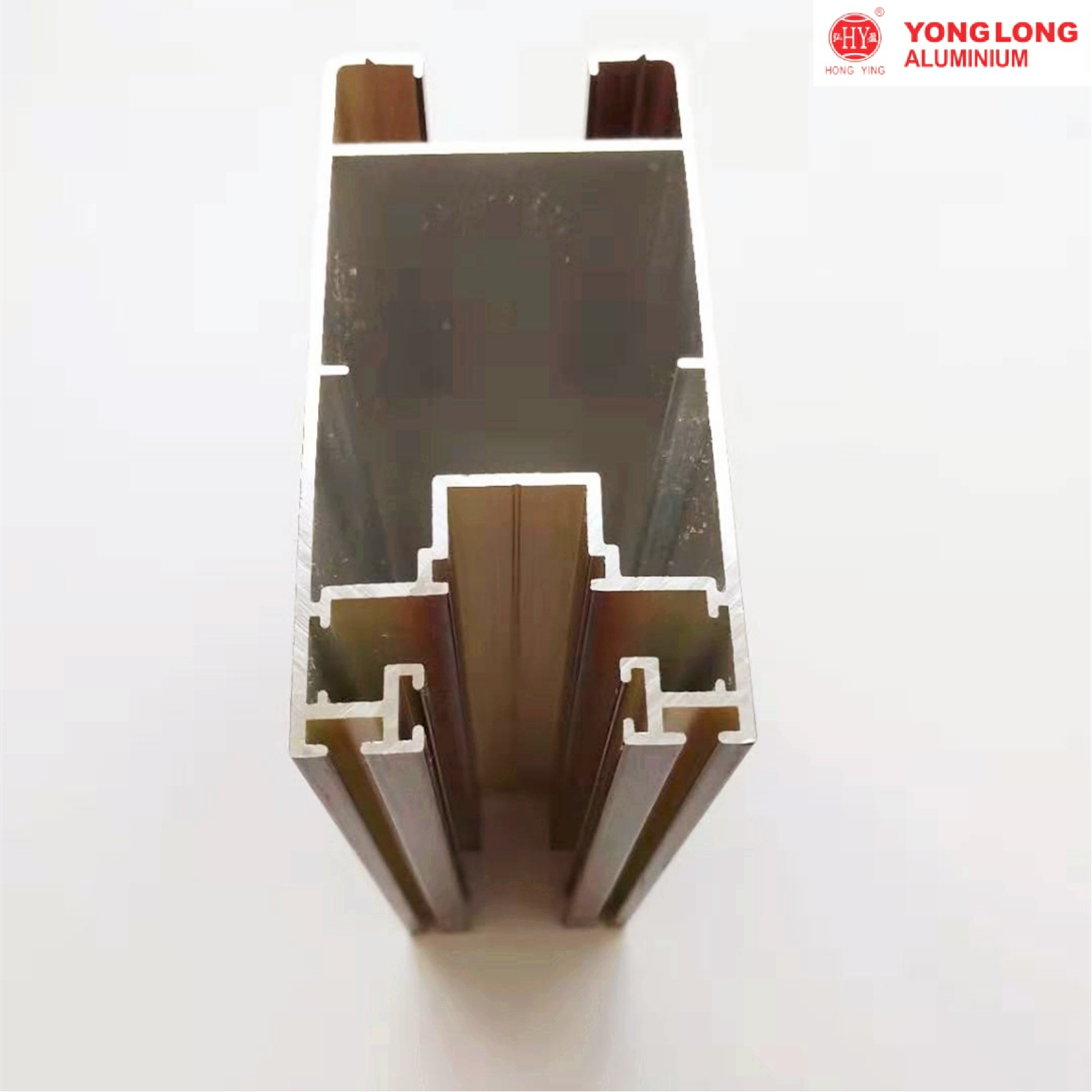 Wood t - shape aluminium profile for glass doors Wood Finish Aluminium Profiles