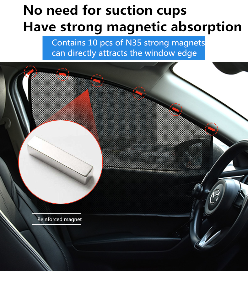 Fast delivery automatic nylon mesh sunshades strong magnetic roller plastic car curtains