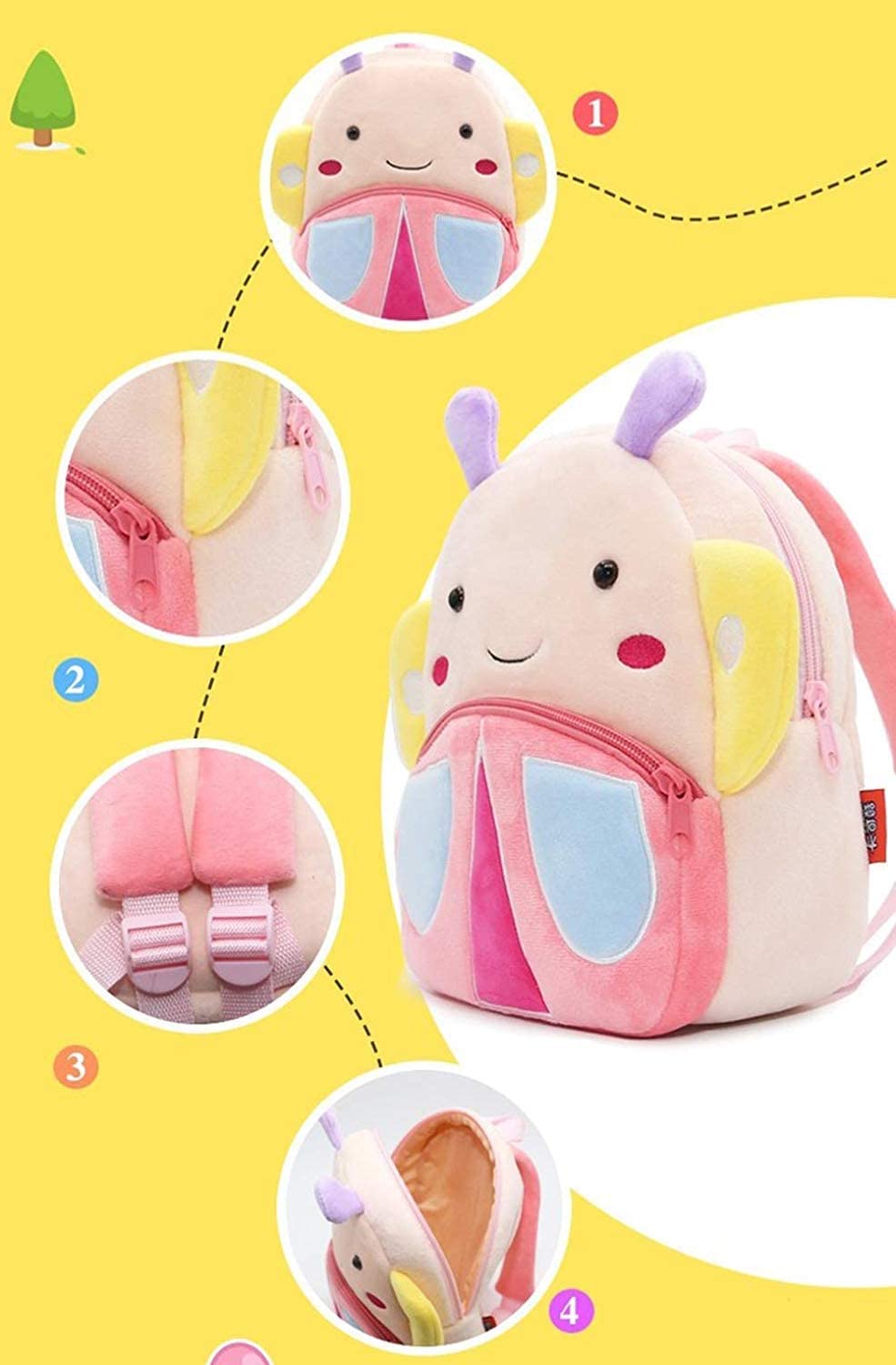 3D Animal Cartoon Plush Backpack for Kindergarten Kids