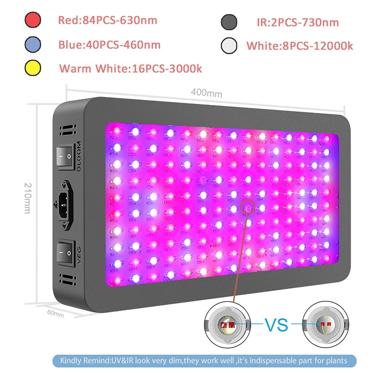 Hot sale 1500w LED grow lights with double switches for indoor plants seedling/veg/bloom