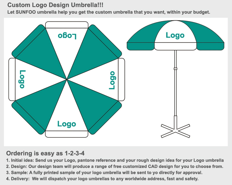 Custom Logo Sunshade Parasol Umbrella Outdoor Beach Umbrella