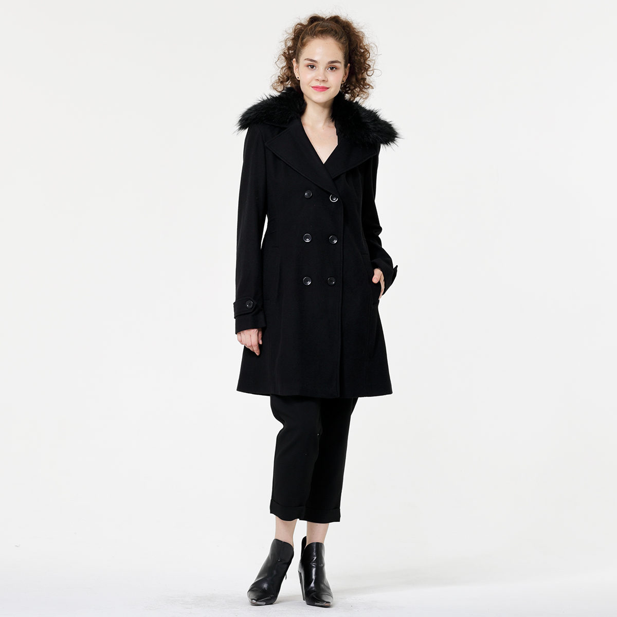 Lady's long woolen coat