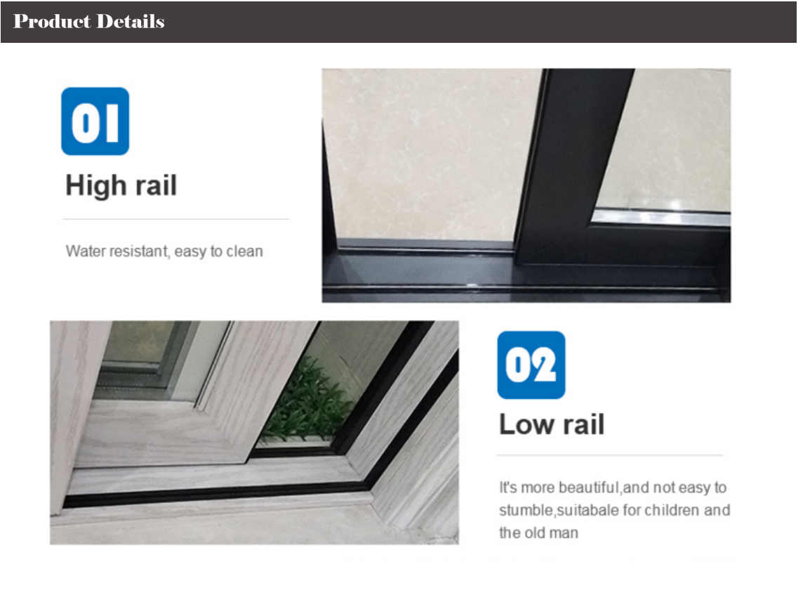 KTP186 Series Non Thermal Break Aluminum Sliding Doors With 2 Track 1.6mm Thickness Wood Grain Frame