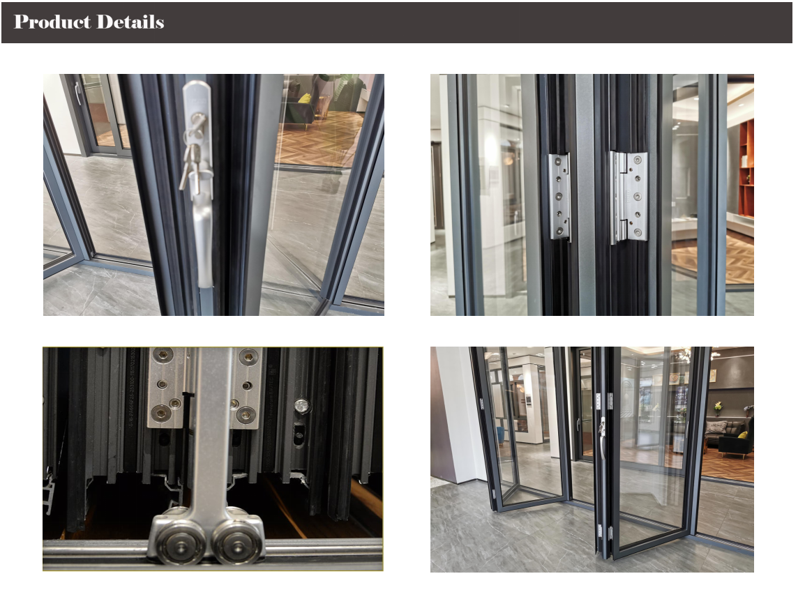 Customized Aluminium Bifold Doors Sliding System Double Tempered Glazed Thermal Insulation