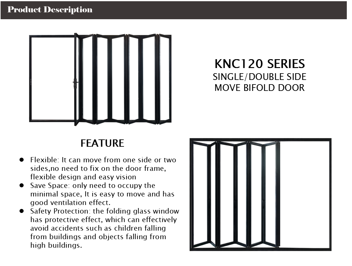 Customized Aluminium Bifold Doors Sliding System Double Tempered Glazed Thermal Insulation