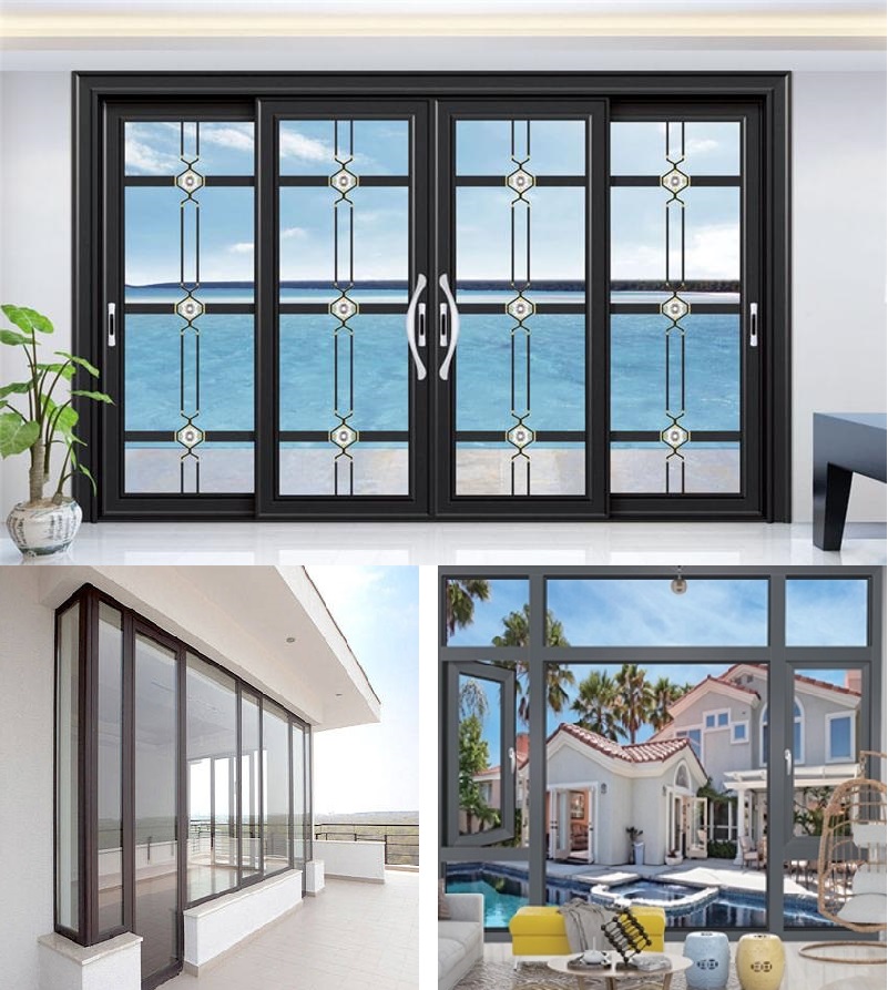 New Series Thermal Break Two/Three Track Sliding Aluminum Windows System Profiles for Building and Construction Engineering