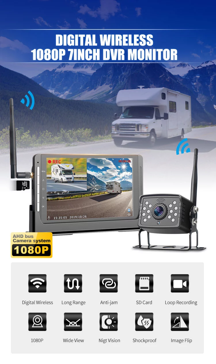 Digital wireless View Monitor Car Screen Auto Radar Rear Wireless Front View Monitor Parking Camera car reversing aid