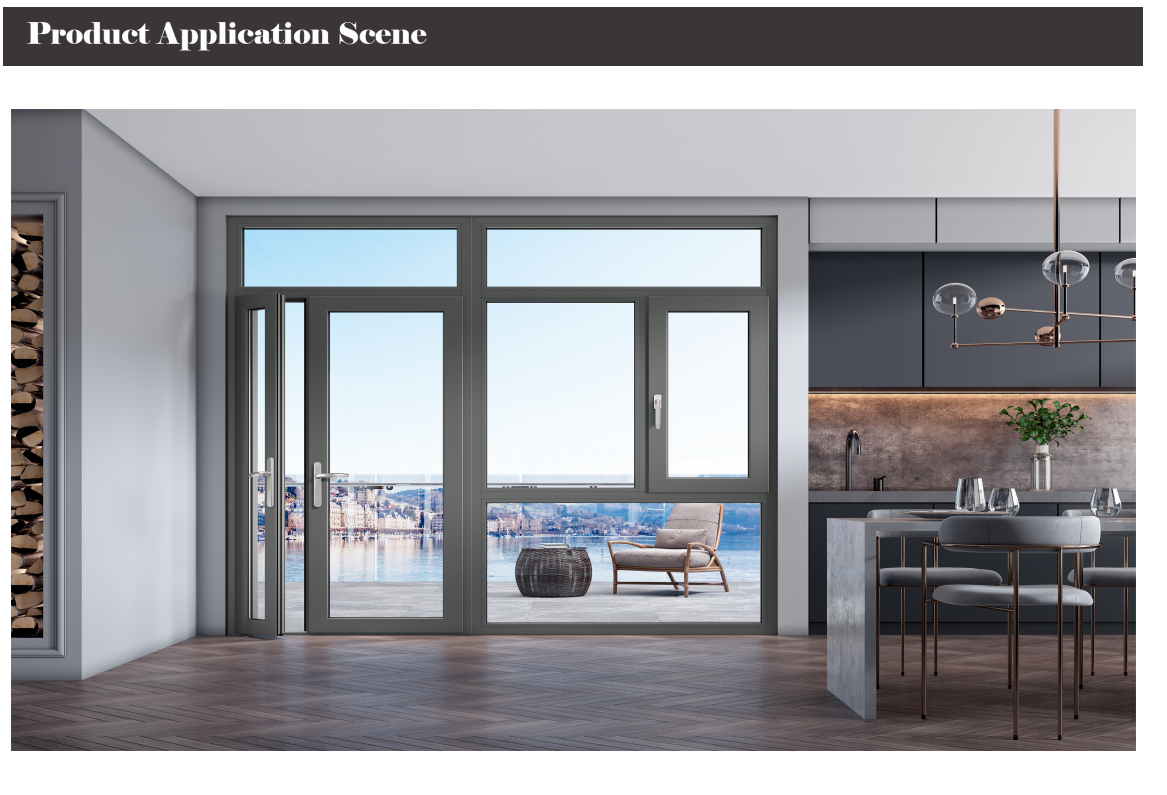 KNL65 Series Two Track Aluminium Casement Doors Hinge Windproof Design 6mm Insulating Glass