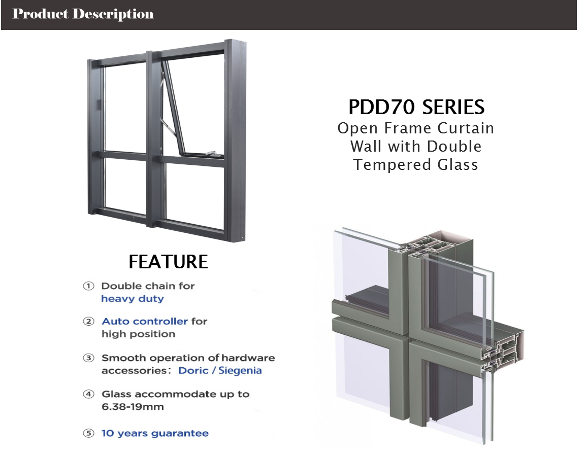 aluminum frame curtain walls with double glass