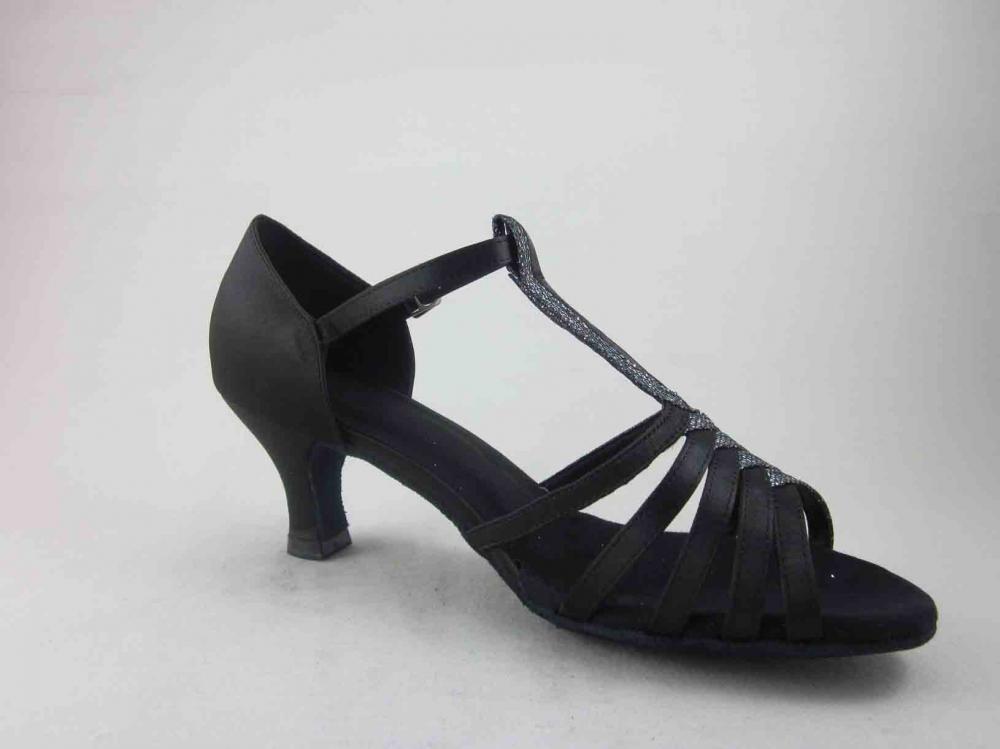 Girls Black Satin Dance Shoes