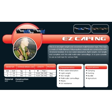 1/8"X100′ Ez Caping Ropes for Camping/Hunting/Bundle/Agriculture