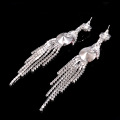 Brincos de pingente de strass vermelho Dangle Tassel Eardrops