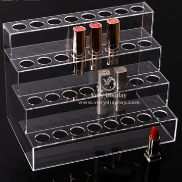 4 tiers acrylic riser lipstick counter display stand