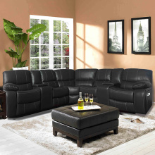 Современный черный синтетический кожаный диван