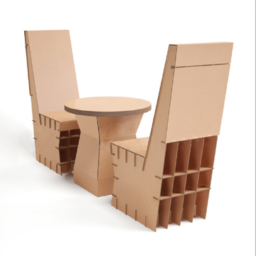 Corrugated paper table and chair combination