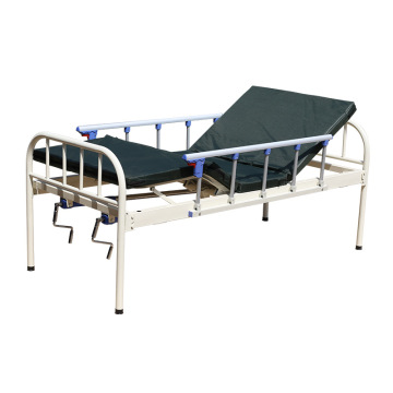 two crank hospital bed with hand rail mattress