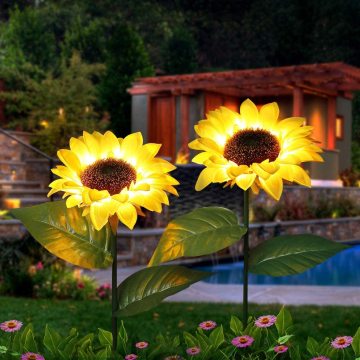 Outdoor Sunflower Solar Garden Decor Yard Stake