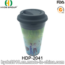 2016 novela aislado con doble pared taza de café de plástico (HDP-2041)