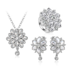 Ensembles de bijoux nuptiales en diamants en argent plaqué en gros (CST0038)