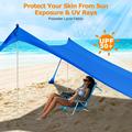 Portable Beach Sun Shelter with 4 Aluminum Poles