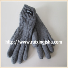 Arcylic  Black Five Fingers Knitted Gloves