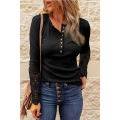 Round neck splicing lace sleeve top