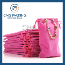 Varios colores personalizado impreso Drawstring Velvet Jewelry Bag (CMG-Velvet bag-005)