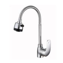 Contemporary Style Chrome Plated Zinc Pull Out Kitchen Mixer Faucet for Sink With Flexible Hose