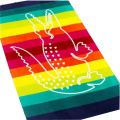 Serviette de plage à capuchon en microfibre à rayures pour adultes