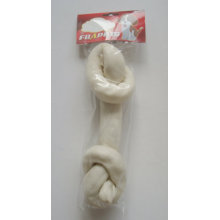 Perro masticable de 11 &quot;-12&quot; Hueso de nudo redondo hinchado blanco para perro