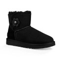 Women Warmest button poppy flower fur ankle boots