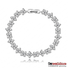 Silver Plated Lucky Clover Chain Bracelets for Girls (CBR0012-B)