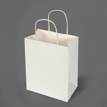 White Kraft Paper Shopping Gift Bag with Handle