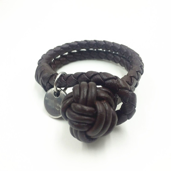 Mens Fashion Monkey Fist Knot Brown Leather Bracelet