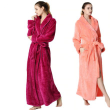 Soft 100% polyester coral fleece bathrobe for women