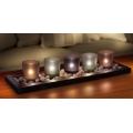 Candle Holder Glass Jewel Tone 5pcs Set