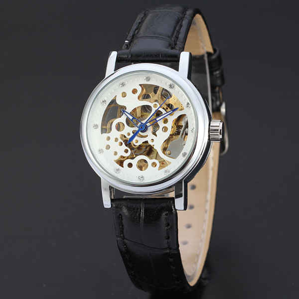 domed glass watch mininalist design with diamond dial