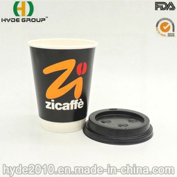 Taza de café para llevar papel de doble pared de alta calidad con Printng