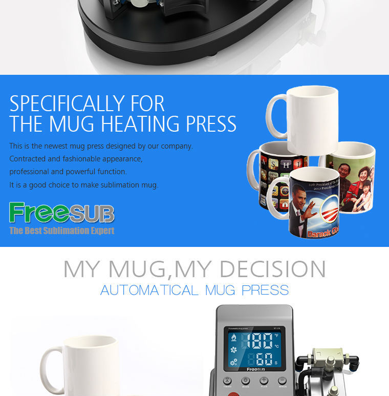 FREESUB Sublimation Black Coffee Mugs Printing Machine