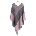 Elegante poncho de chal de punto de mujer