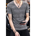 Rib Neck Short Sleeves Men T Shirt