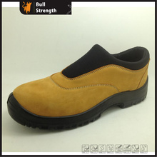 Sapato de segurança couro Nubuck slip-on com solados PU/PU (SN5494)