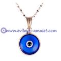 Sterling Silver with Blue Evil Eye Murano Glass Lucky Eye for Protection