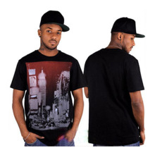 100% Cotton Woven Black Men Print T-Shirts