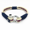 Stainless Steel Shackle Cotton Nylon Cord Bracelet