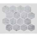 White Stone Hexagonal Pattern Glass Mosaic For Kitchen