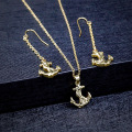 Gold Plated Stainless Steel Anchor Jewelry Set